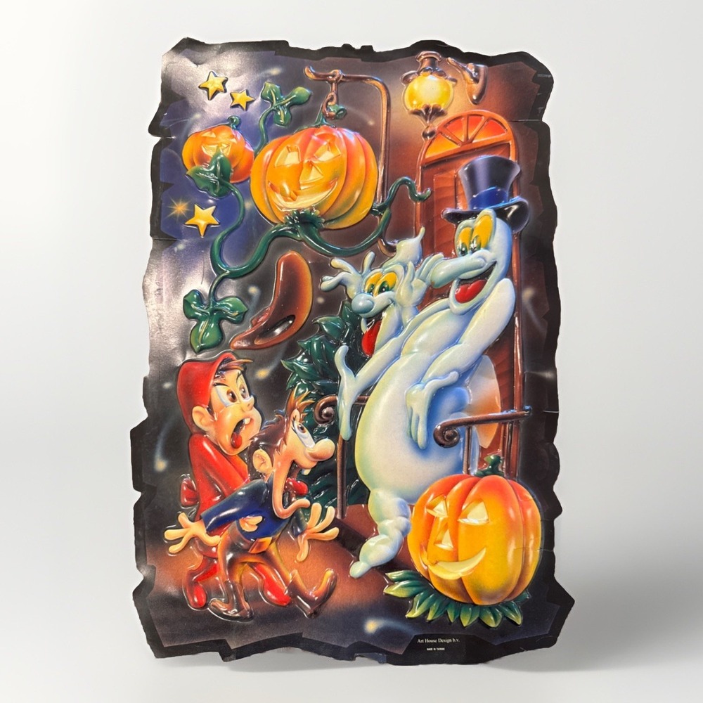 VTG Art House Design Halloween Sign Vacuform Molded Plastic Decor 14x22' READ